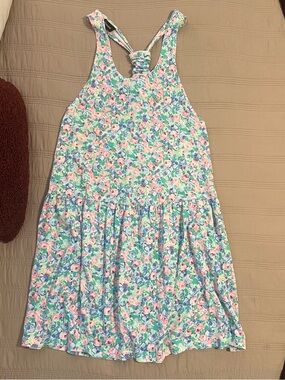 Basia Floral Summer Dress Pink Mint Blue Scrunchie Racerback 90s Picnic Garden